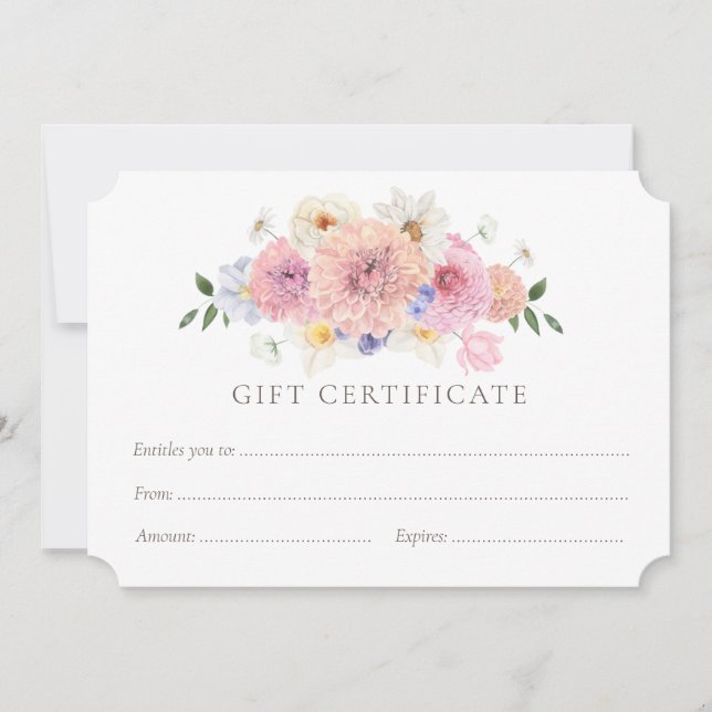 Painted Flowers Shop Gift Certificate Template (Front)