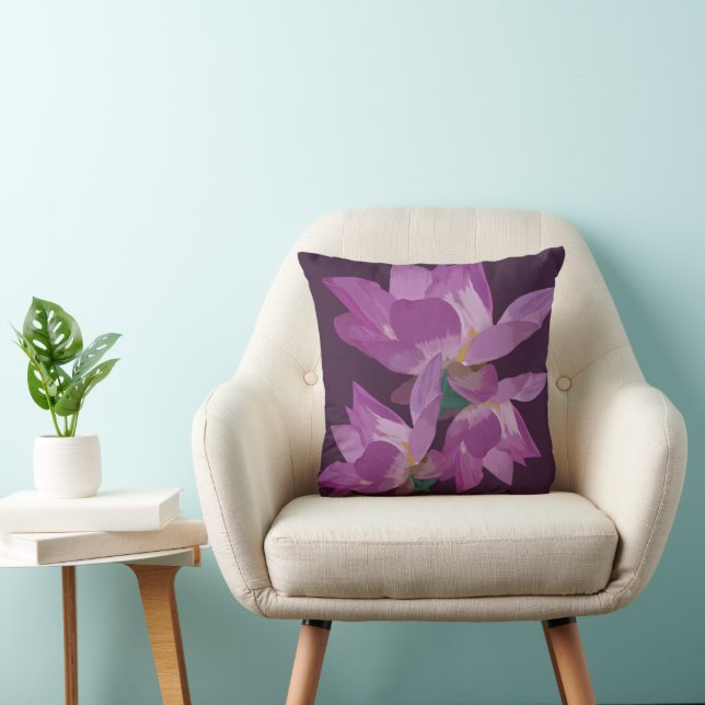 Painted Flowers Throw Pillow (Chair)