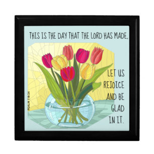 Painted flowers (tulips) w verse from Psalm 118:2 Gift Box