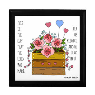 Painted flowers, verse from Psalm 118:24 keepsake Gift Box