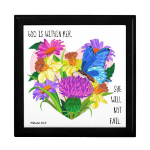 Painted flowers, w verse from Psalm 46:5 Keepsake Gift Box