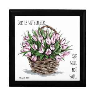Painted flowers, w verse from Psalm 46:5 Keepsake Gift Box