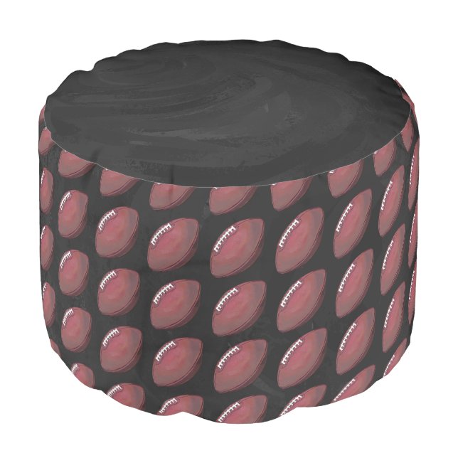 Painted Football Pattern Pouf (Angled Front)