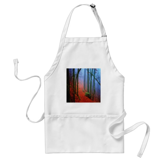 Painted Forest Autumn Blue Fog Adult Apron (Front)