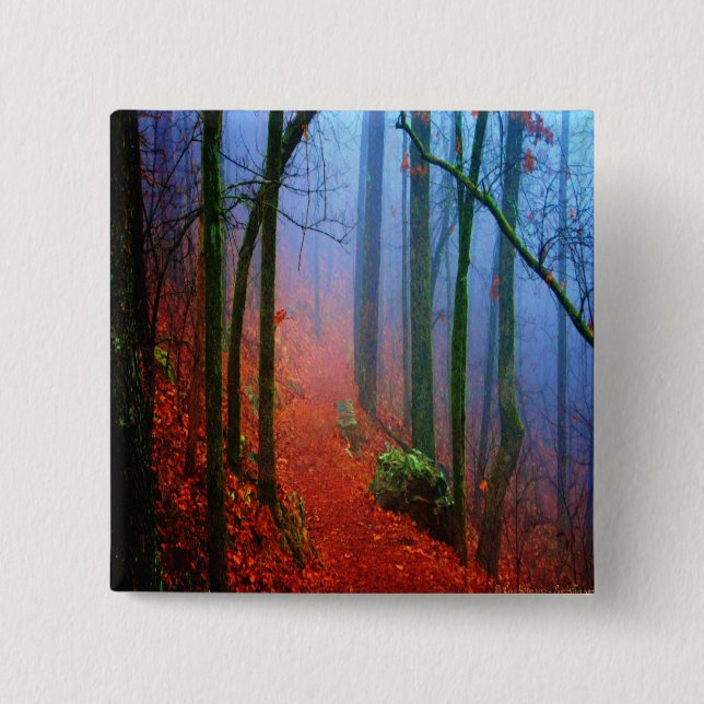 Painted Forest Autumn Blue Fog Button (Front)