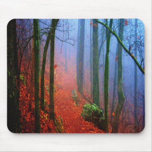Painted Forest Autumn Blue Fog Mouse Pad