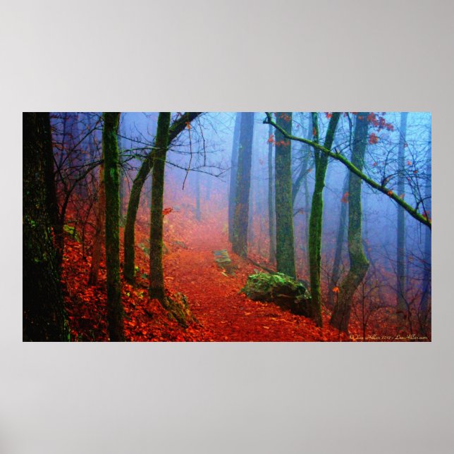 Painted Forest Autumn Blue Fog Poster Print (Front)