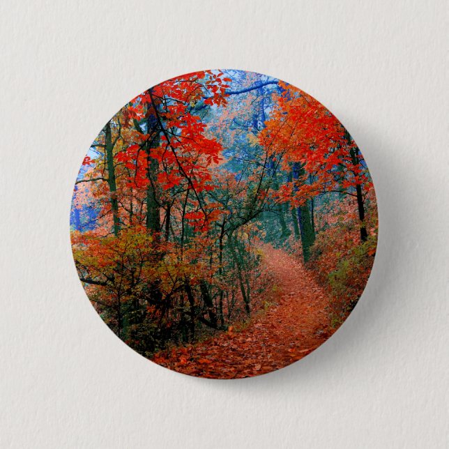 Painted Forest Autumn Flame Watercolor Gifts Button (Front)