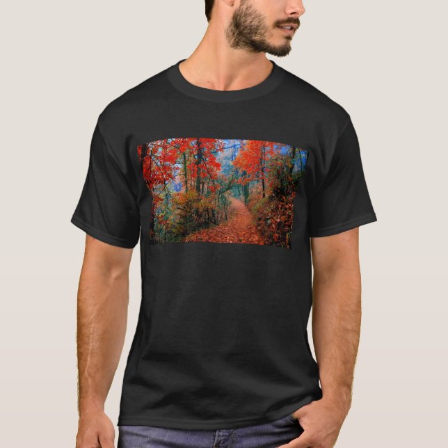 Painted Forest Autumn Flame Watercolor Gifts T-Shirt (Front)