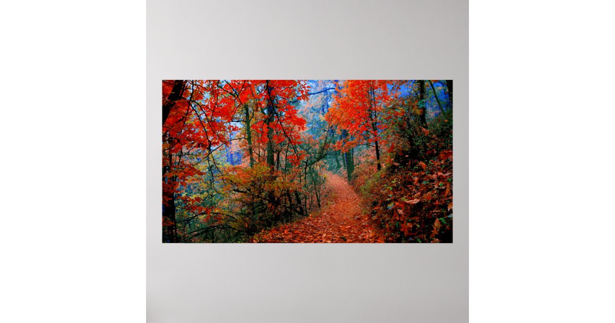Painted Forest Autumn Flame Watercolor Print | Zazzle