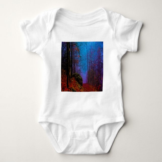Painted Forest Autumn Purple Fog Baby Bodysuit (Front)