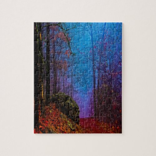 Painted Forest Autumn Purple Fog Jigsaw Puzzle