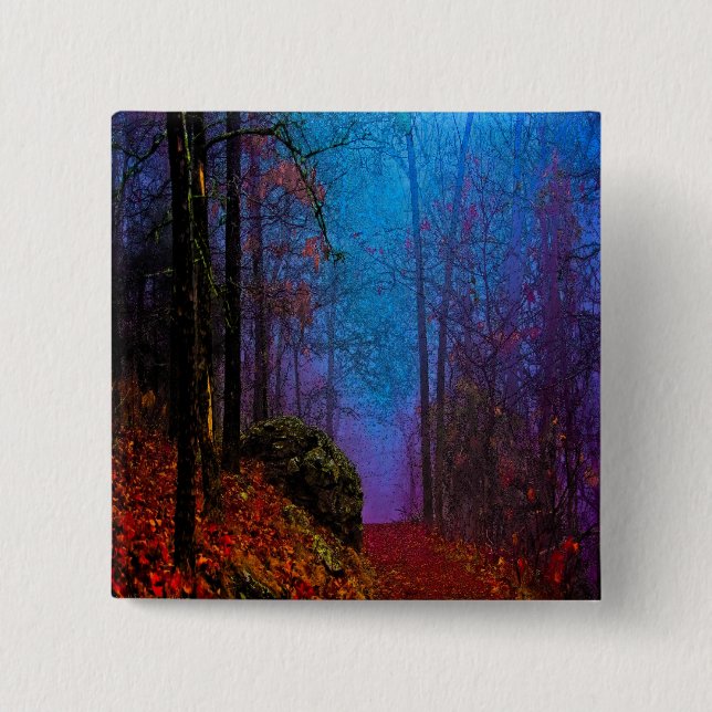 Painted Forest Autumn Purple Fog Pinback Button (Front)