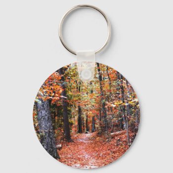 Painted Forest Autumn Trail Watercolor Gifts Keychain by leehillerloveadvice at Zazzle