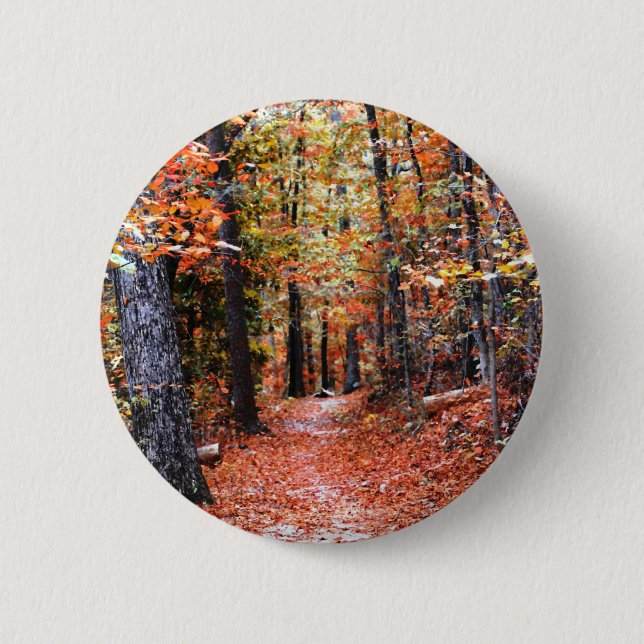 Painted Forest Autumn Trail Watercolor Gifts Pinback Button (Front)