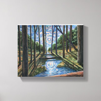 Painted Forrest with Stream Canvas Print