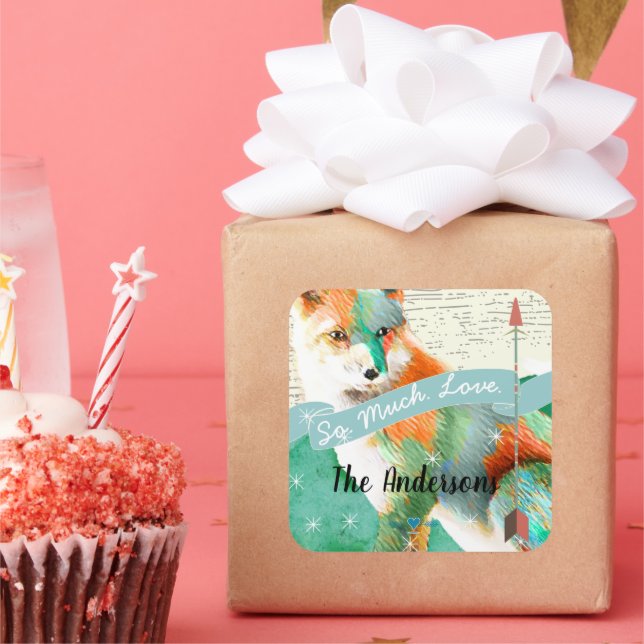 Painted Fox or Shiba Inu Square Sticker (Party)