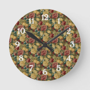 Painted Fruit and Flowers Round Clock