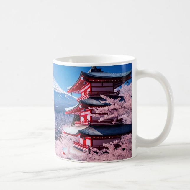 Painted Fuji mountain in cherry blossom season  Coffee Mug (Right)