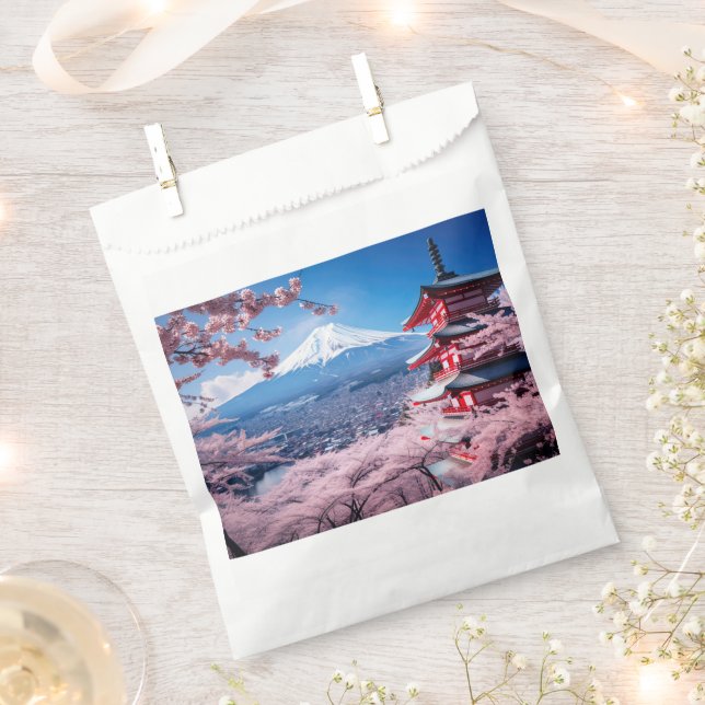 Painted Fuji mountain in cherry blossom season  Favor Bag (Clipped)