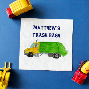 Painted Garbage Trucks Boys Personalized Napkins