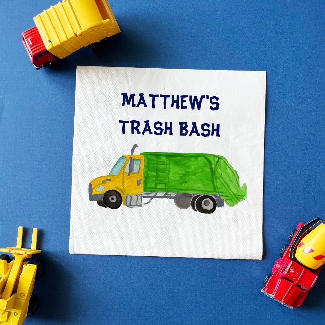Painted Garbage Trucks Boys Personalized Napkins (Creator Uploaded)