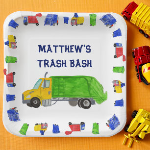 Painted Garbage Trucks Boys Trash Bash Party Paper Plates