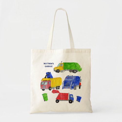 Painted Garbage Trucks Personalized Tote Bag