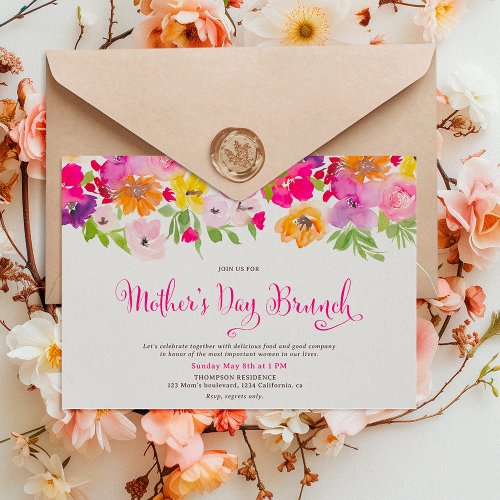 Painted garden spring floral mothers day brunch invitation