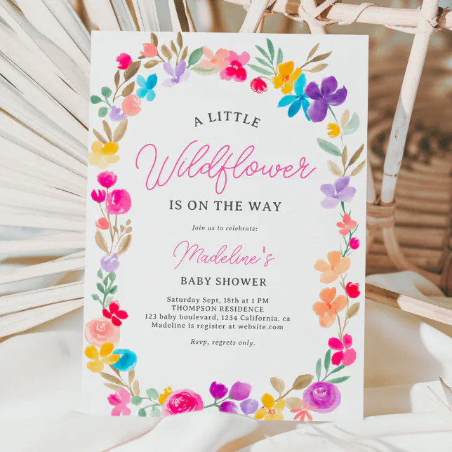 Painted Garden Wildflowers Meadow Baby Shower Invitation | Zazzle