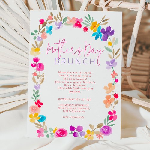 Painted garden wildflowers meadow mothers day invitation