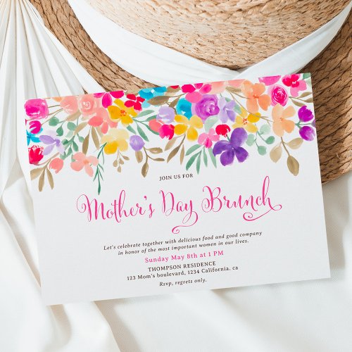 Painted garden wildflowers mothers day brunch invitation