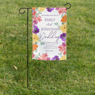 Painted garden wildflowers photo script  flag
