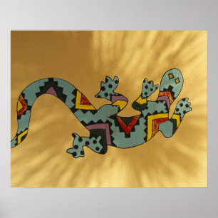 Painted gecko lizard on wall, Tucson, Arizona, Poster