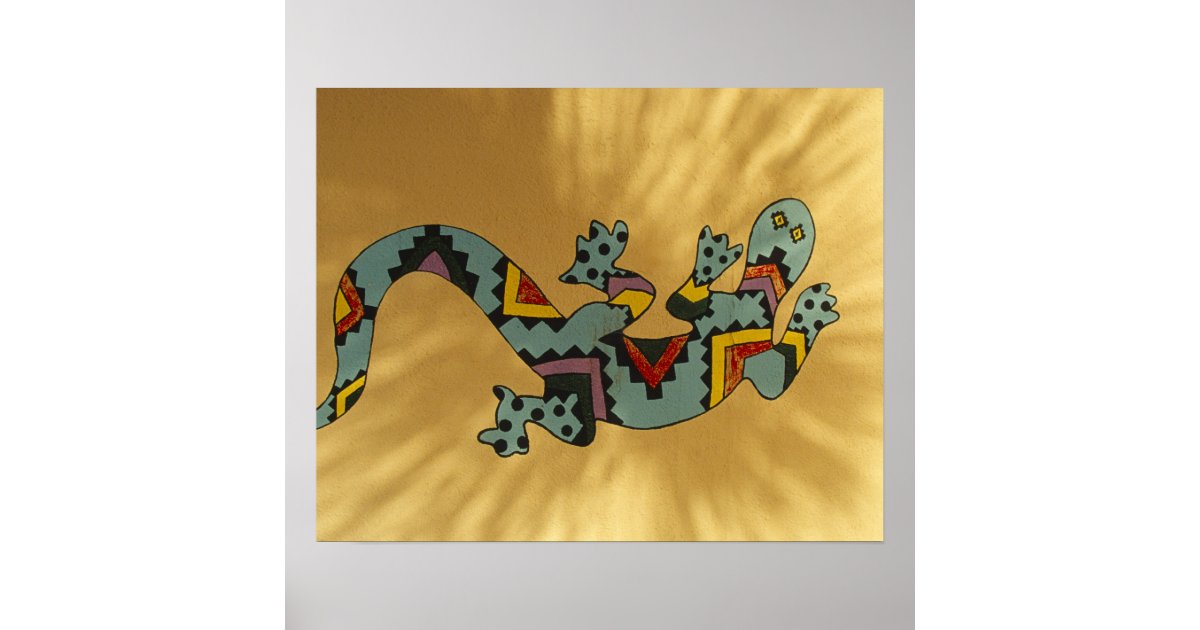 Painted gecko lizard on wall, Tucson, Arizona, Poster Zazzle