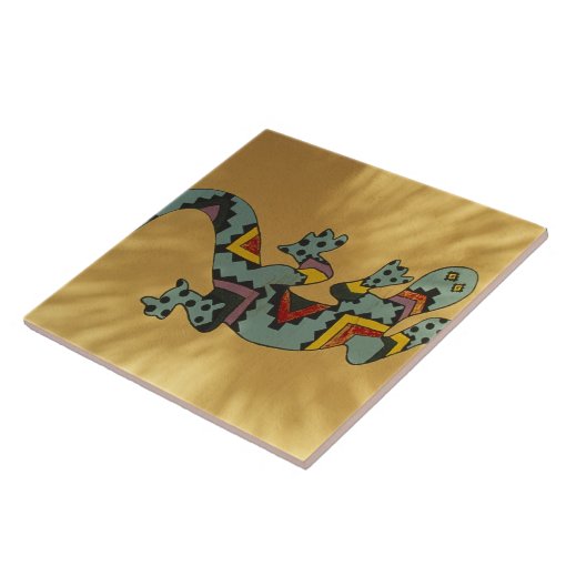 Painted gecko lizard on wall, Tucson, Arizona, Tile Zazzle