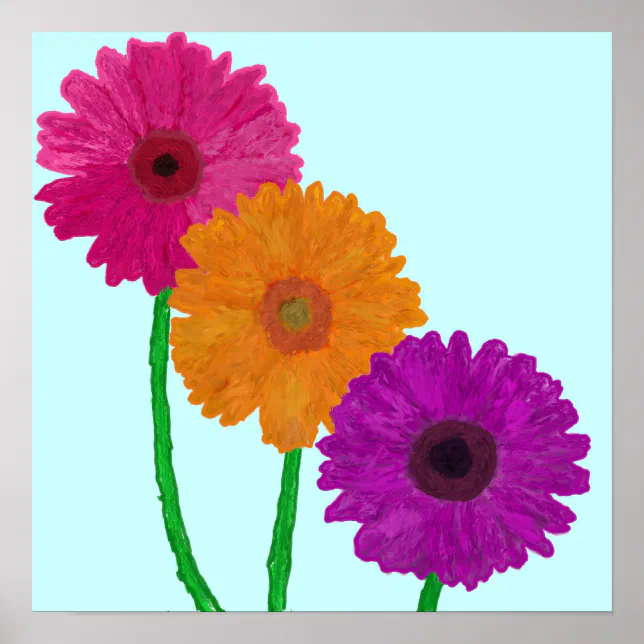 Painted Gerbera Daisies Poster | Zazzle