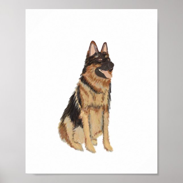 Painted German Shepard Portrait Poster (Front)