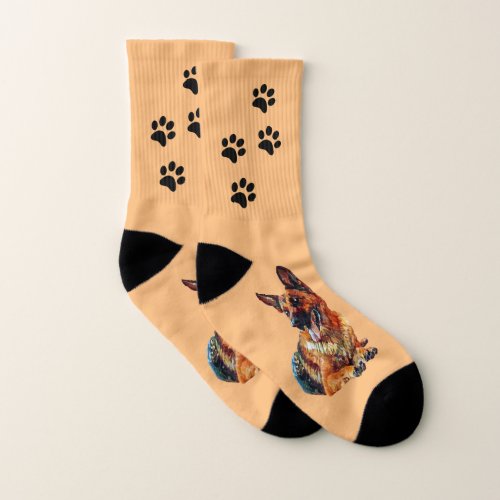 Painted German Shepherd Socks