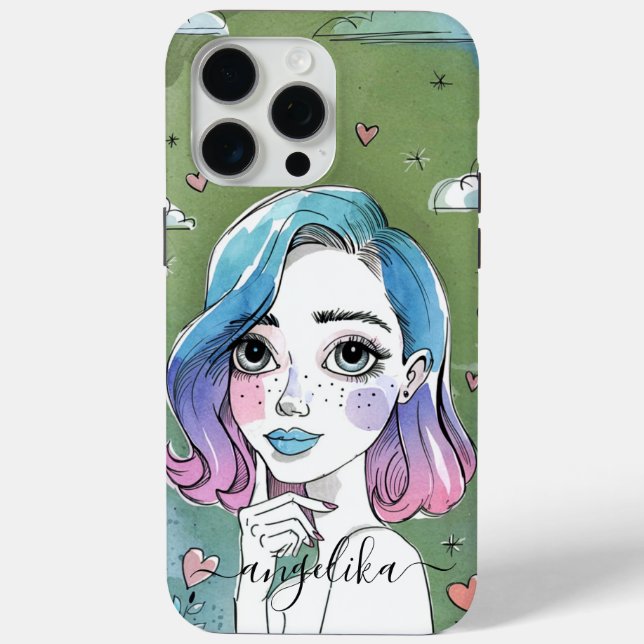 Painted Girl Personalized Name Case-Mate iPhone Case (Back)