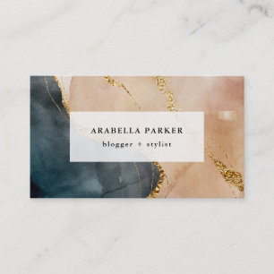 Painted Glamour Faux Gold and Neutral Business Card