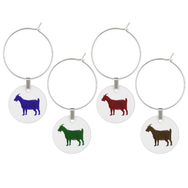 Painted Goat in 4 Colors Wine Charms (Staggered)