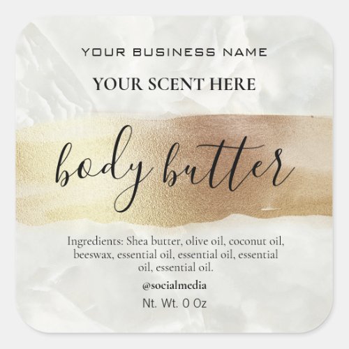 Painted Gold Marble Body Butter Labels