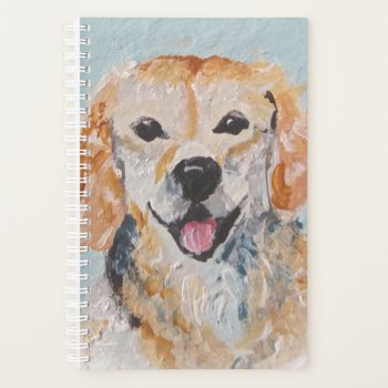 Painted  Golden Retriever Planner by UndefineHyde at Zazzle