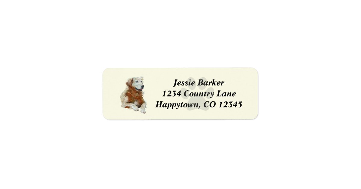 Painted Golden Retriever Return Address Label Zazzle