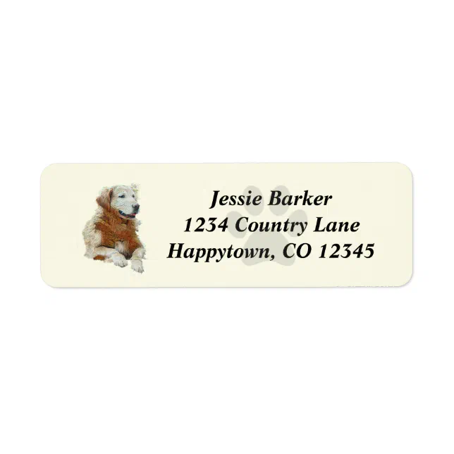 Painted Golden Retriever Return Address Label Zazzle