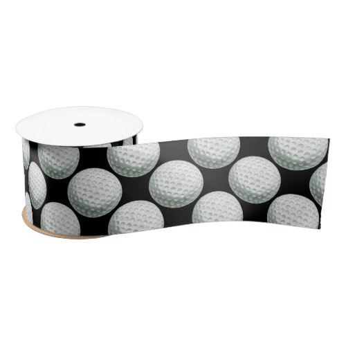 Painted Golf Ball Pattern Satin Ribbon