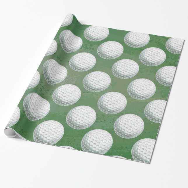 Painted Golf Ball Pattern Wrapping Paper (Unrolled)