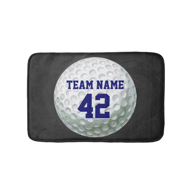 Painted Golf Ball with Name Bathroom Mat (Front)