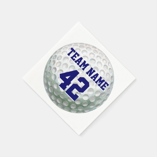 Painted Golf Ball with Name Paper Napkins (Corner)